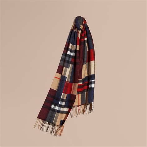 burberry the classic cashmere scarf in colour block check|Burberry cashmere scarf outlet.